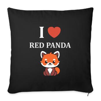 Panda roux - Housse de coussin décorative 45 x 45 cm - noir - Devant