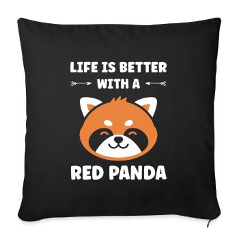 Panda roux - Housse de coussin décorative 45 x 45 cm - noir - Devant