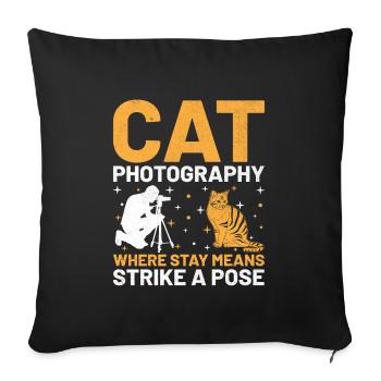 Chat Photographes Chat Amoureux Des Chats Photo - Housse de coussin décorative 45 x 45 cm - noir - Devant