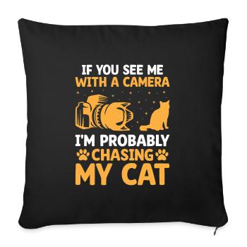 Cat Photographers Cat Lovers Photograpy Cats Photo - Sofa pillowcase 17,3'' x 17,3'' (45 x 45 cm) - black - Front