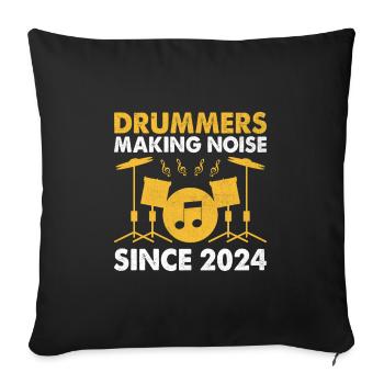 Batteurs faisant du bruit depuis 2024 Tambour Dru - Housse de coussin décorative 45 x 45 cm - noir - Devant