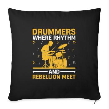 Des batteurs où le rythme et la rébellion rencontrent le tambourinage - Housse de coussin décorative 45 x 45 cm - noir - Devant