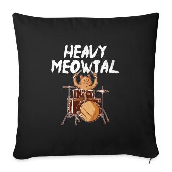 Heavy Meowtal Drumming Drum Drummer Cat Lover - Sofa pillowcase 17,3'' x 17,3'' (45 x 45 cm) - black - Front