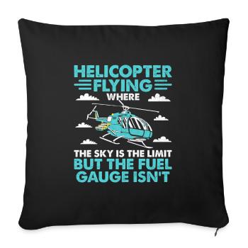 Helicopter Flying Where The Sky Is The Limit Pilot - Sofa pillowcase 17,3'' x 17,3'' (45 x 45 cm) - black - Front