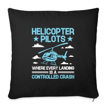 Pilotes d’hélicoptère où chaque atterrissage est un contrôle - Housse de coussin décorative 45 x 45 cm - noir - Devant