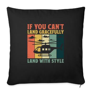 If You Can't Land Gracefully Land With Style Helic - Sofa pillowcase 17,3'' x 17,3'' (45 x 45 cm) - black - Front