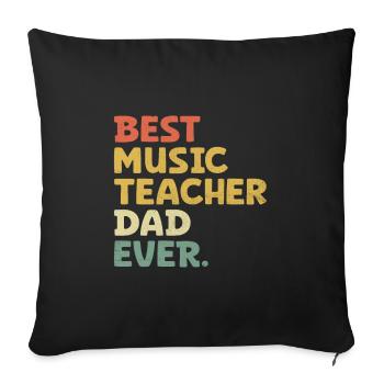 Meilleur professeur de musique Papa de tous les temps Musicien Classe Teachin - Housse de coussin décorative 45 x 45 cm - noir - Devant