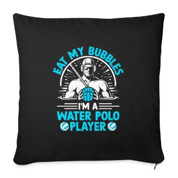 Mange mes bulles Je suis un joueur de water-polo Pol aquatique - Housse de coussin décorative 45 x 45 cm - noir - Devant