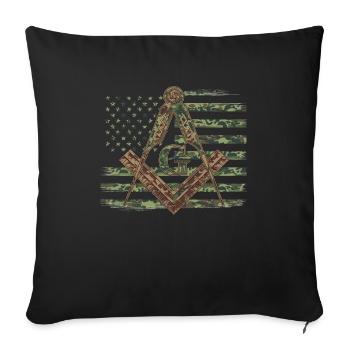 American Camo Flag Mason Masonic Camo - Sofa pillowcase 17,3'' x 17,3'' (45 x 45 cm) - black - Front