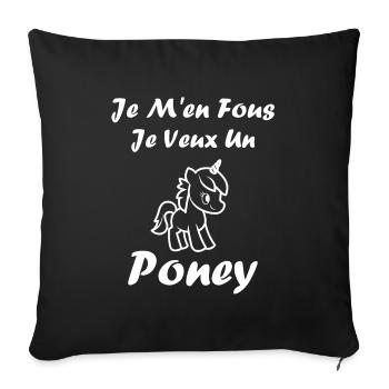 Humour poney - Housse de coussin décorative 45 x 45 cm - noir - Devant