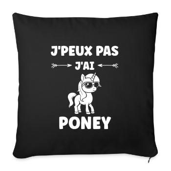 Humour poney - Housse de coussin décorative 45 x 45 cm - noir - Devant