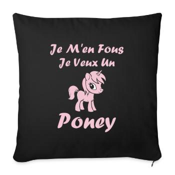 Humour poney - Housse de coussin décorative 45 x 45 cm - noir - Devant