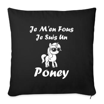 Humour poney - Housse de coussin décorative 45 x 45 cm - noir - Devant