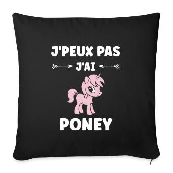 Humour poney - Housse de coussin décorative 45 x 45 cm - noir - Devant