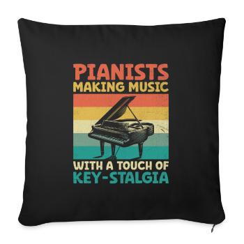 Pianisten, die Musik machen mit einem Hauch von Tasten-Stalgie - Sofakissenbezug 45 x 45 cm - Schwarz - Vorne
