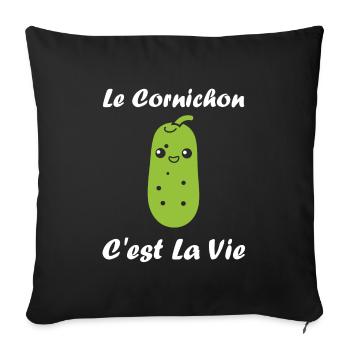 Humour cornichon - Housse de coussin décorative 45 x 45 cm - noir - Devant