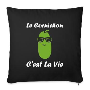 Humour cornichon - Housse de coussin décorative 45 x 45 cm - noir - Devant