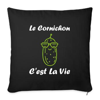 Humour cornichon - Housse de coussin décorative 45 x 45 cm - noir - Devant