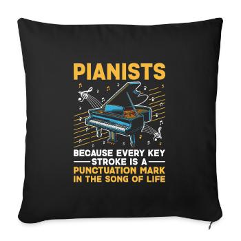 Pianistes parce que chaque trait de touche est une ponctuation - Housse de coussin décorative 45 x 45 cm - noir - Devant