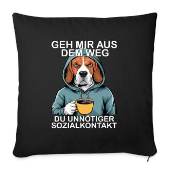 Écarte-toi de mon chemin, contact social inutile - Housse de coussin décorative 45 x 45 cm - noir - Devant