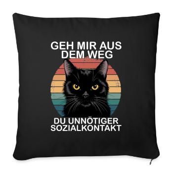 Écarte-toi de mon chemin, contact social inutile - Housse de coussin décorative 45 x 45 cm - noir - Devant