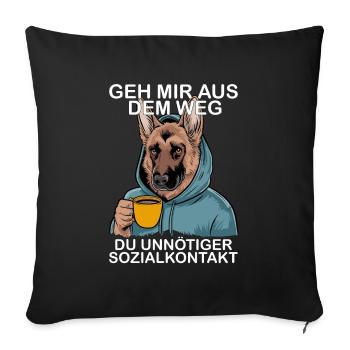 Drôle de berger allemand - Housse de coussin décorative 45 x 45 cm - noir - Devant