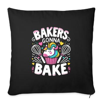 Bäcker werden Backen Gebäck Brot Backen Kuchen Bäcker - Sofakissenbezug 45 x 45 cm - Schwarz - Vorne