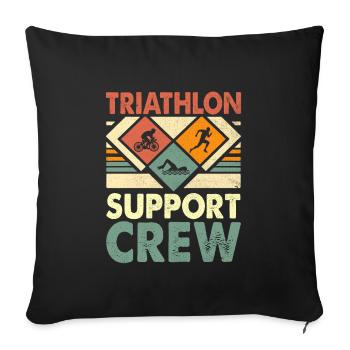 Triathlon Support Crew Schwimmen Rad Laufen Triathlet - Sofakissenbezug 45 x 45 cm - Schwarz - Vorne