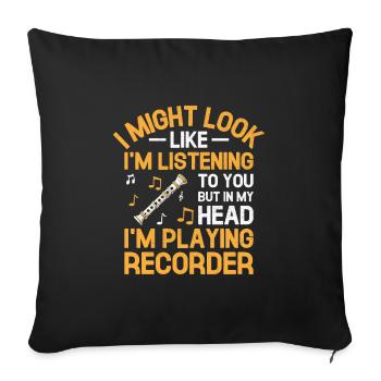 Flûte à bec American Flag USA Instrument Music - Housse de coussin décorative 45 x 45 cm - noir - Devant