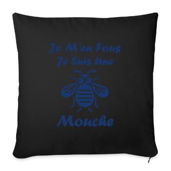 Insecte Citation humour mouche - Housse de coussin décorative 45 x 45 cm - noir - Devant
