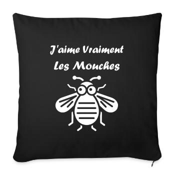Insecte Citation humour mouche - Housse de coussin décorative 45 x 45 cm - noir - Devant