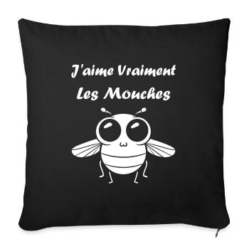 Insecte Citation humour moucheur mouche - Housse de coussin décorative 45 x 45 cm - noir - Devant