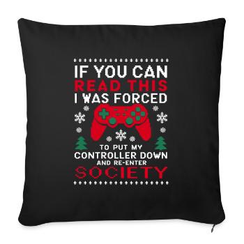 Gamer Noël Gaming Noël Gamer - Housse de coussin décorative 45 x 45 cm - noir - Devant