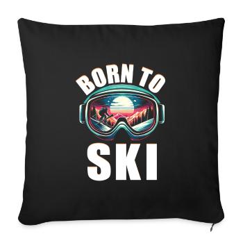 Born To Ski Ski Skieur Sports d’hiver Skis - Housse de coussin décorative 45 x 45 cm - noir - Devant