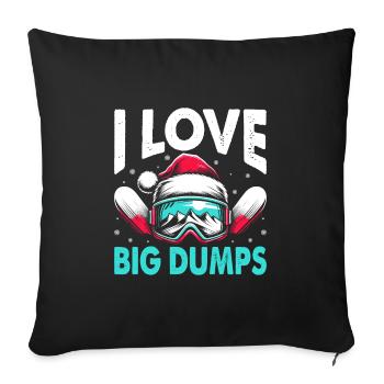 J’aime bid, Dumps, Skieur, Ski, Ski, Sports d’hiver - Housse de coussin décorative 45 x 45 cm - noir - Devant