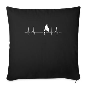 Santé mentale Dépression Point-virgule - Housse de coussin décorative 45 x 45 cm - noir - Devant