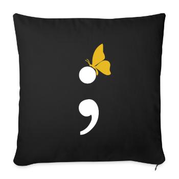Santé mentale Dépression Point-virgule - Housse de coussin décorative 45 x 45 cm - noir - Devant