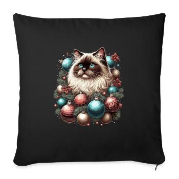 Ragdoll Boule de Noël Amoureux des chats Ragdolls Chats - Housse de coussin décorative 45 x 45 cm - noir - Devant