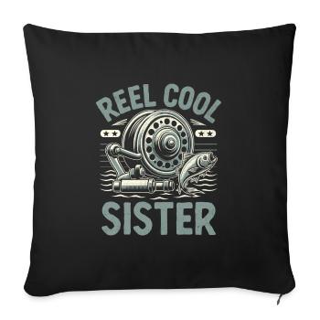 Moulinet Cool Sister Bass Fishing Pêcheur Ang - Housse de coussin décorative 45 x 45 cm - noir - Devant