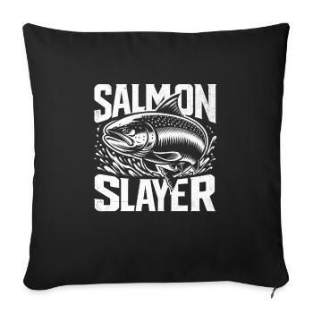 Salmon Slayer Pêche au poisson Patriot Fisherman Angle - Housse de coussin décorative 45 x 45 cm - noir - Devant