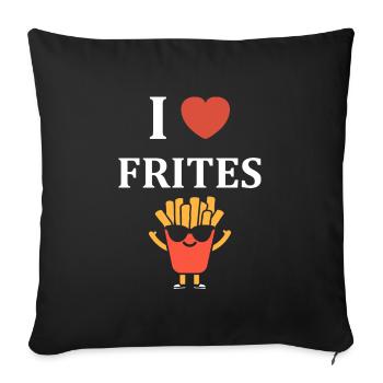 french fries - Sofa pillowcase 17,3'' x 17,3'' (45 x 45 cm) - black - Front