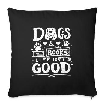 Chiens et livres La vie est bonne Rat de bibliothèque - Housse de coussin décorative 45 x 45 cm - noir - Devant