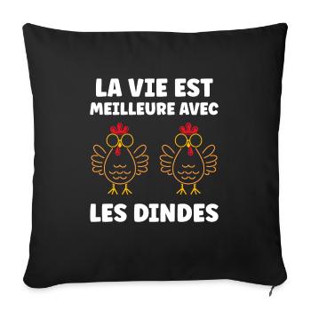 Dinde - Housse de coussin décorative 45 x 45 cm - noir - Devant
