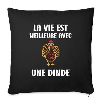 Dinde - Housse de coussin décorative 45 x 45 cm - noir - Devant