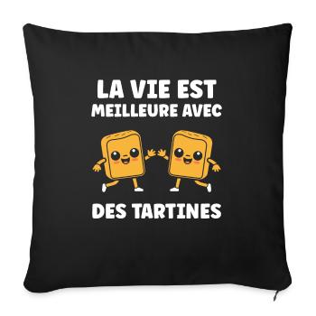 Tartine - Housse de coussin décorative 45 x 45 cm - noir - Devant