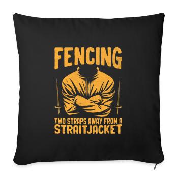 Escrime à deux sangles d’un escrimeur en camisole de force - Housse de coussin décorative 45 x 45 cm - noir - Devant