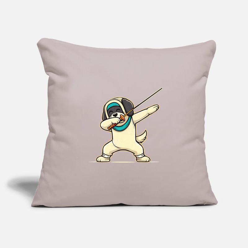 Doublage Chien Escrimeur Clôture Épée Épée Escrime Housse de coussin décorative 45 x 45 cm