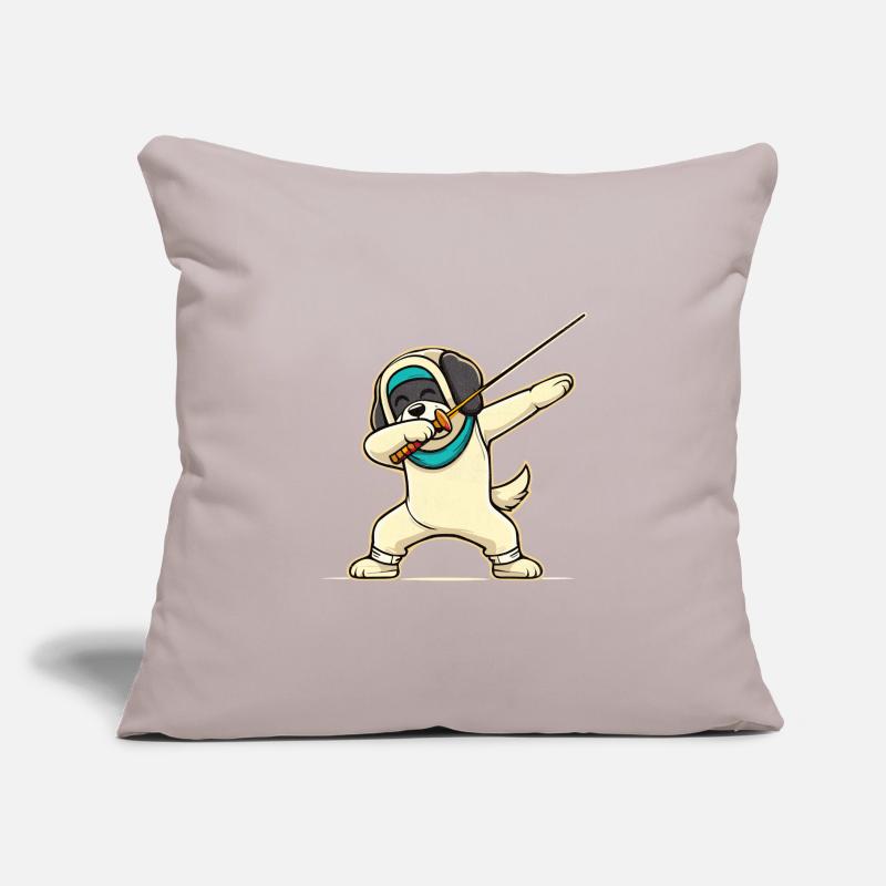 Doublage Chien Escrimeur Clôture Épée Épée Escrime Housse de coussin décorative 45 x 45 cm