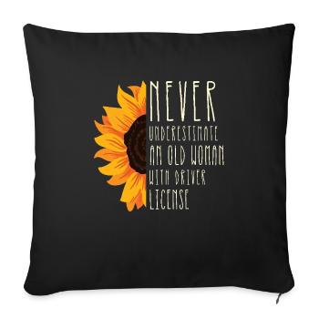 Never Underestimate An Old Woman With Driver - Sofa pillowcase 17,3'' x 17,3'' (45 x 45 cm) - black - Front