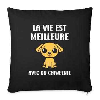 Chiweenie - Housse de coussin décorative 45 x 45 cm - noir - Devant